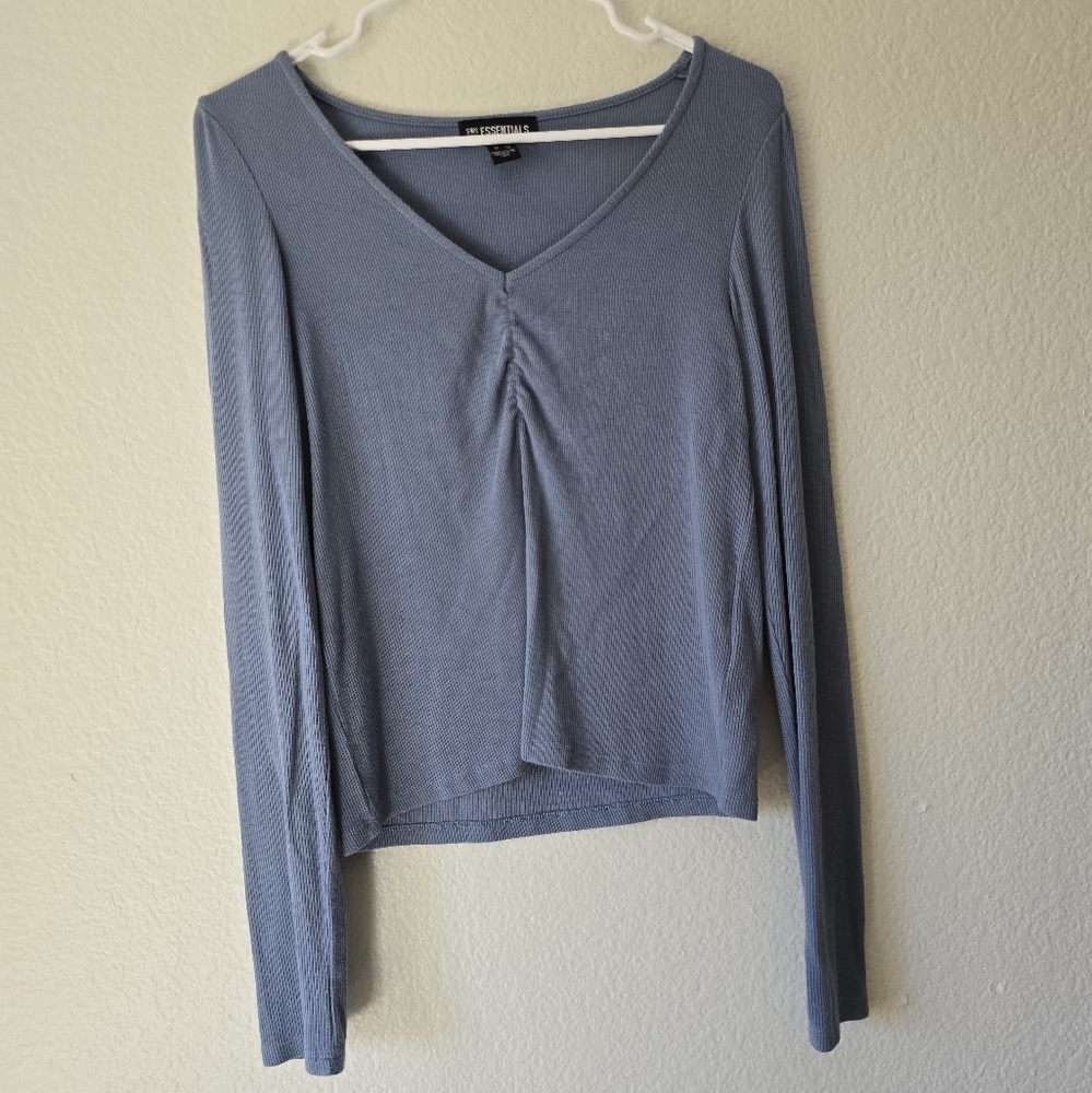 SWS Essentials Light Blue Long Sleeve Fitted Blouse